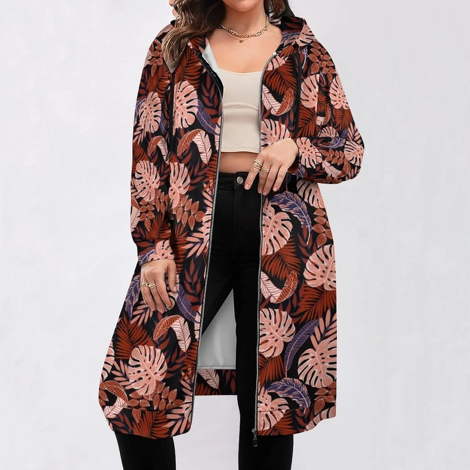 TAIZIYEAH Women's Long Hoodies Casual Zip Up Hoodies Cambodia Flag Sweatshirts Warm Long Coats