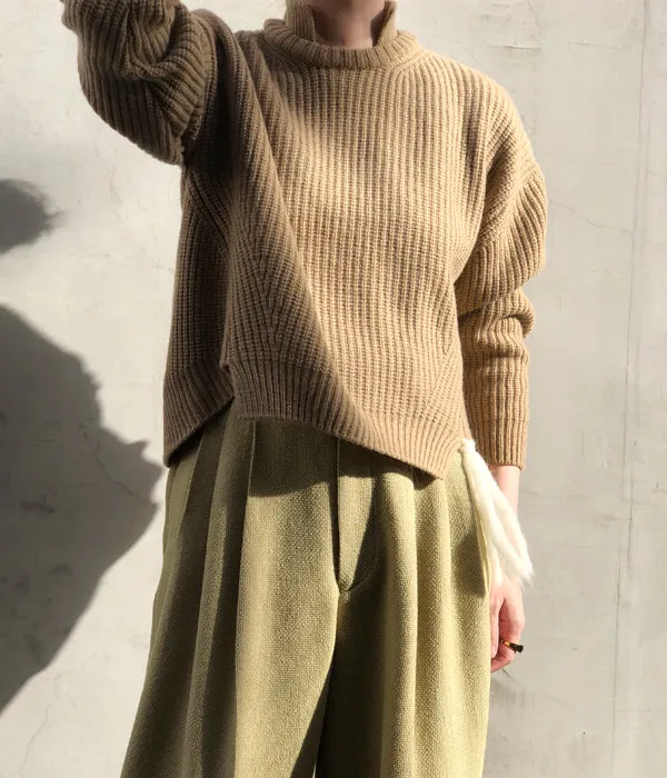 TAN/KARESANSUI WOOLEN PULLOVER(CAMEL)