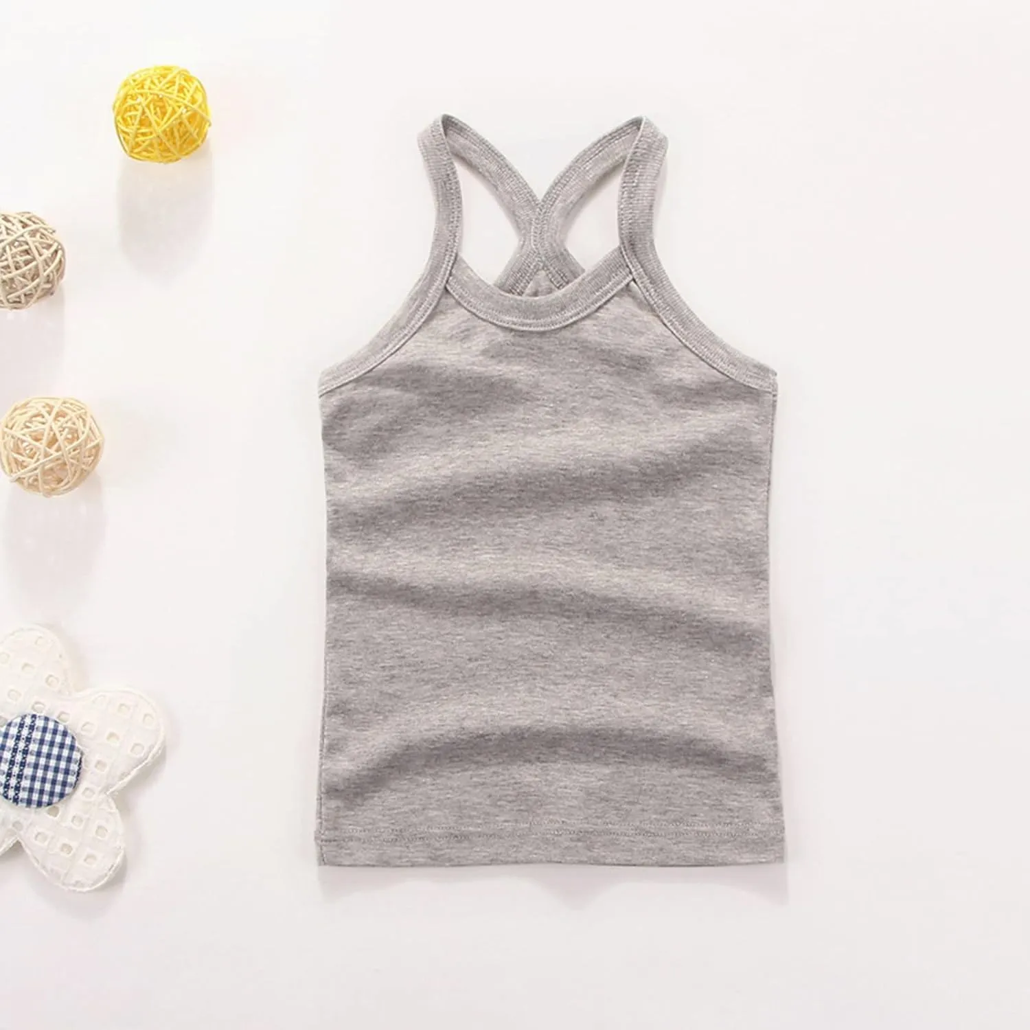 Toddler Tank Top Girls Summer Cute Sleeveless Top Girls' Basic Camisole Girls Tank Top Soft Cotton Round Neck