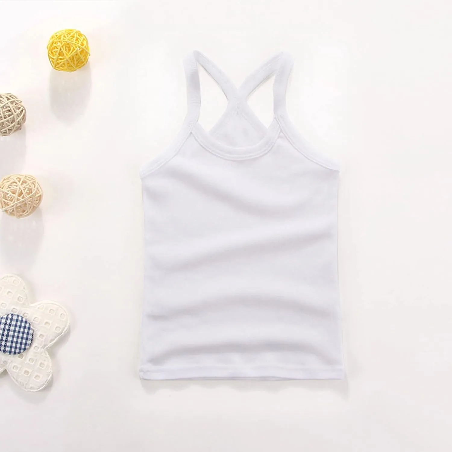 Toddler Tank Top Girls Summer Cute Sleeveless Top Girls' Basic Camisole Girls Tank Top Soft Cotton Round Neck