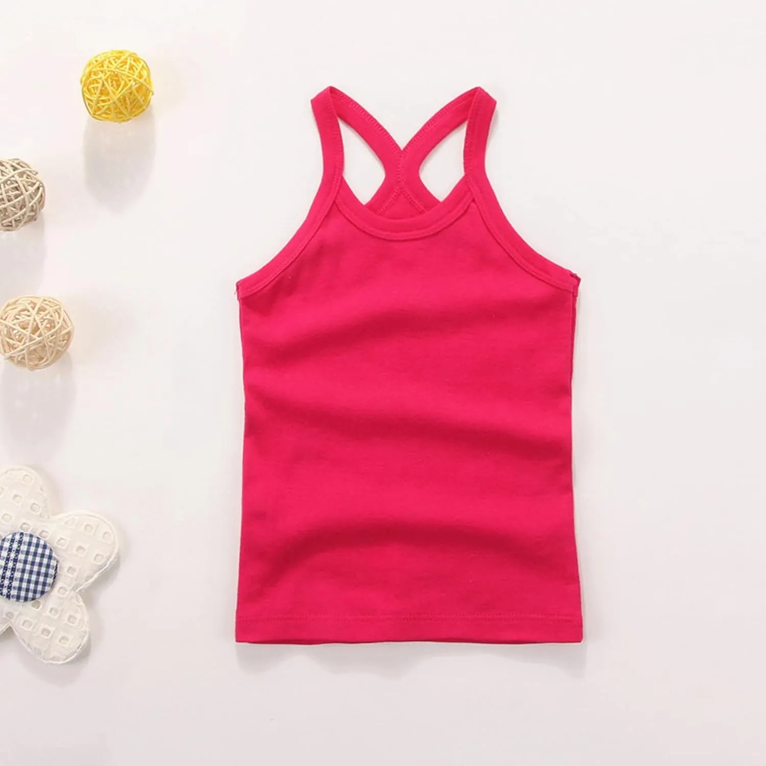 Toddler Tank Top Girls Summer Cute Sleeveless Top Girls' Basic Camisole Girls Tank Top Soft Cotton Round Neck
