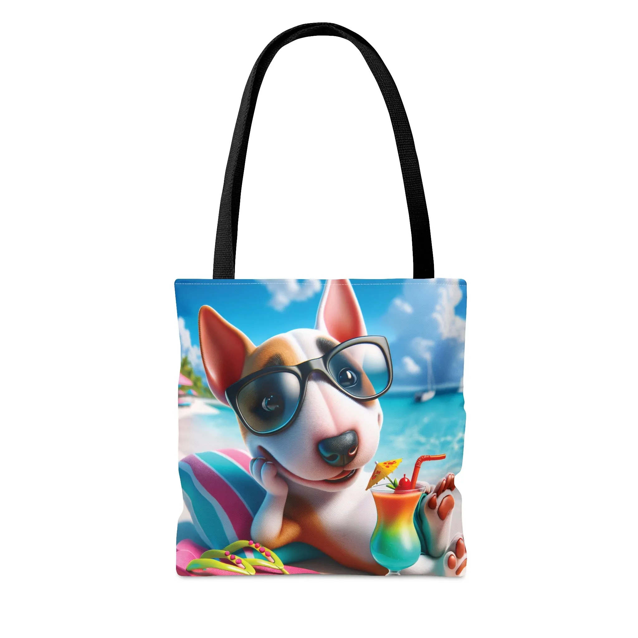 Tote Bag, Dog on Beach, Miniature Bull Terrier Tote bag,  awd-1224