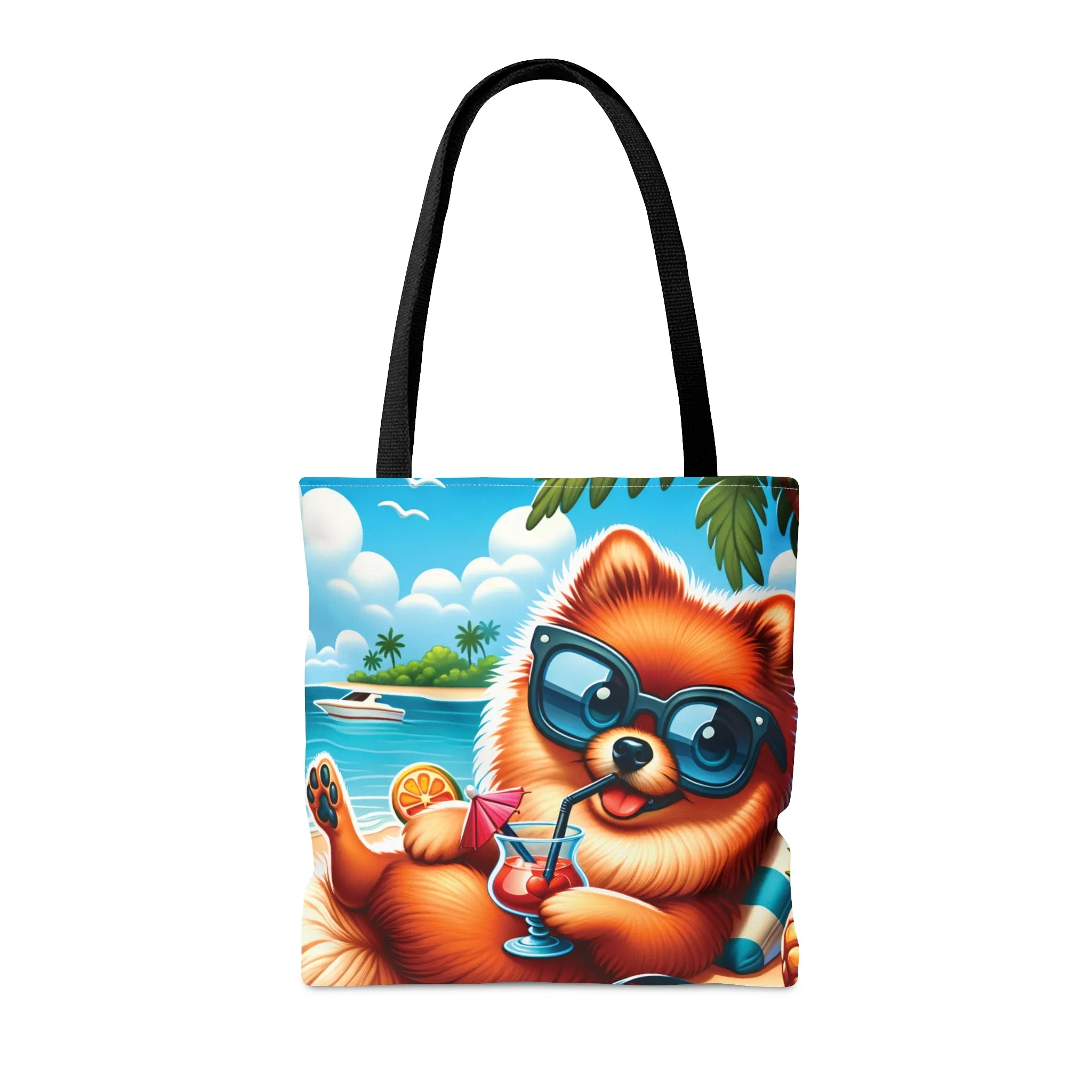 Tote Bag, Dog on Beach, Pomeranian, Tote bag, awd-1231