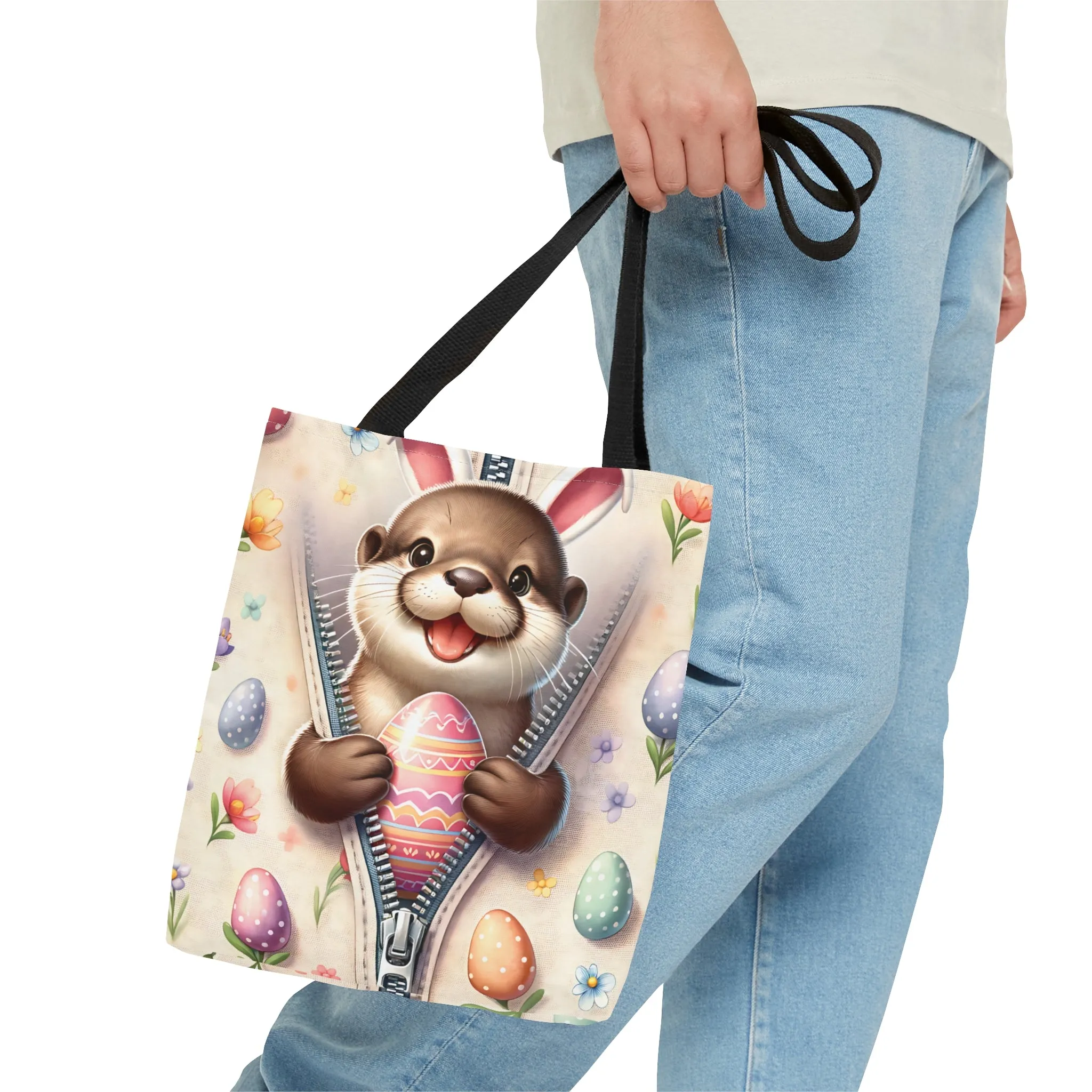 Tote Bag, Easter, Cute Otter with Bunny Ears, Personalised/Non-Personalised Tote bag