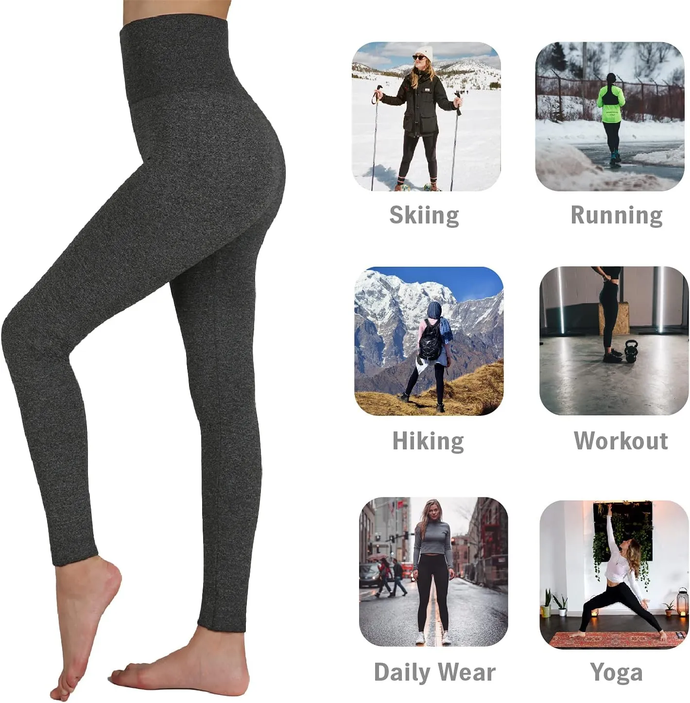 TRIUNION 3 Pack Thermal Fleece Lined Leggings Women High Waisted Tummy Control Winter Warm Yoga Pants for Workout&Running