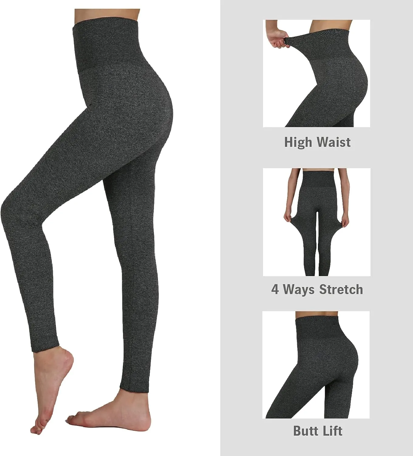 TRIUNION 3 Pack Thermal Fleece Lined Leggings Women High Waisted Tummy Control Winter Warm Yoga Pants for Workout&Running