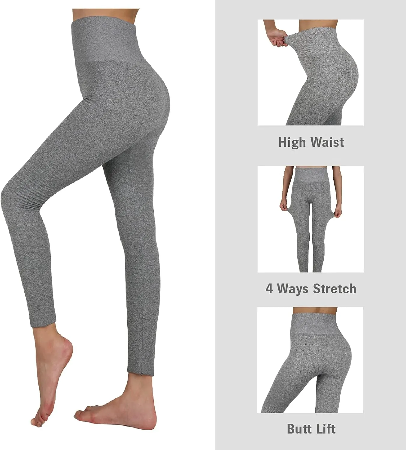 TRIUNION 3 Pack Thermal Fleece Lined Leggings Women High Waisted Tummy Control Winter Warm Yoga Pants for Workout&Running