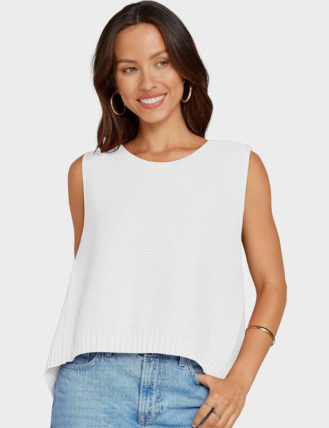 UEU Womens Sweater Vest Bow Tie Back Knitted Tank Tops Casual Crop Vest Tops 2025 Y2K Fashion Clothes