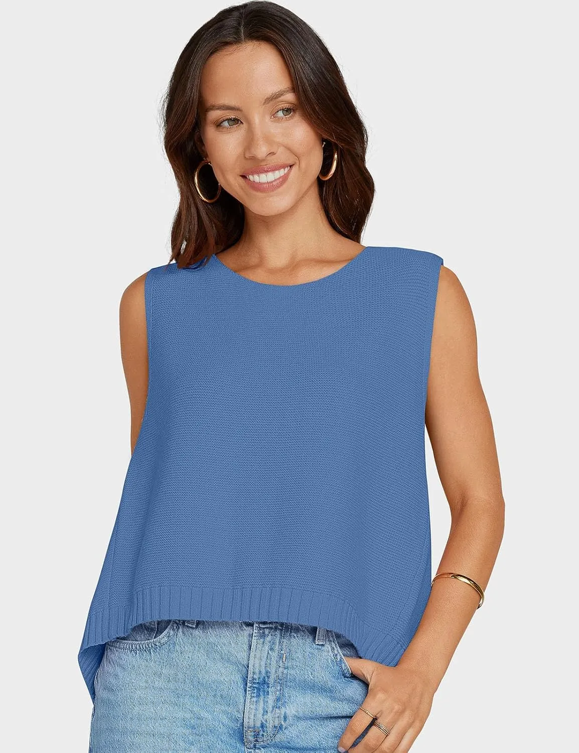 UEU Womens Sweater Vest Bow Tie Back Knitted Tank Tops Casual Crop Vest Tops 2025 Y2K Fashion Clothes