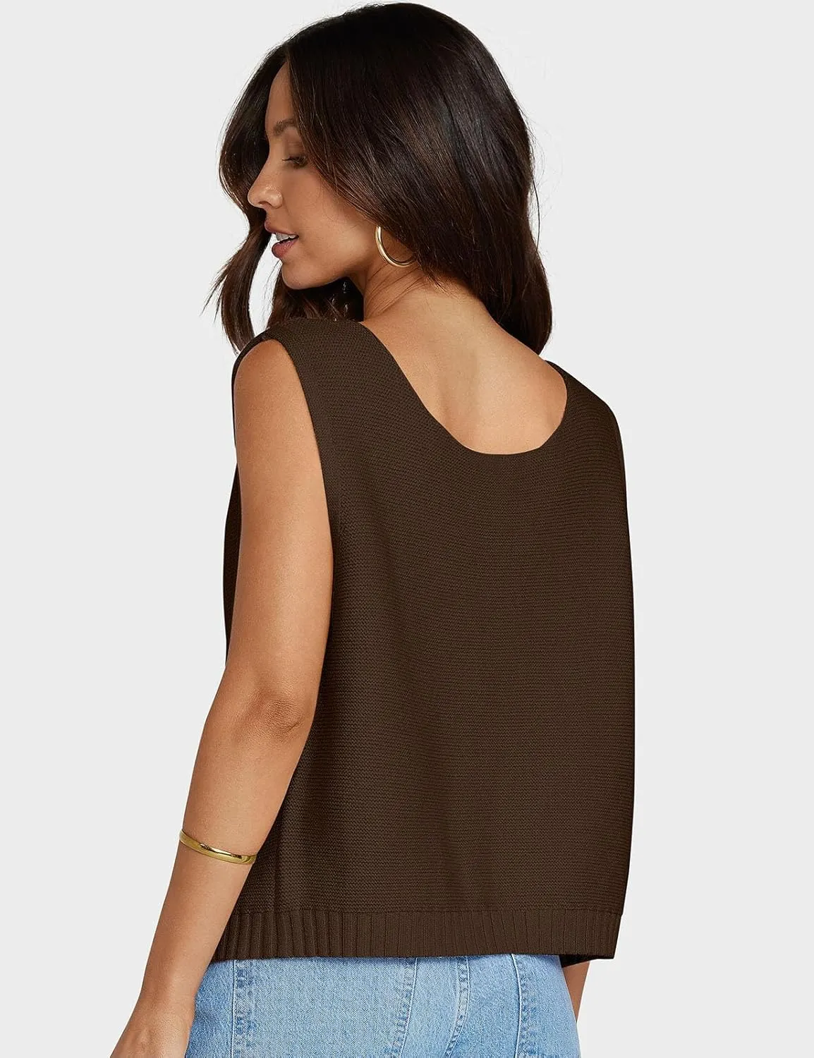 UEU Womens Sweater Vest Bow Tie Back Knitted Tank Tops Casual Crop Vest Tops 2025 Y2K Fashion Clothes
