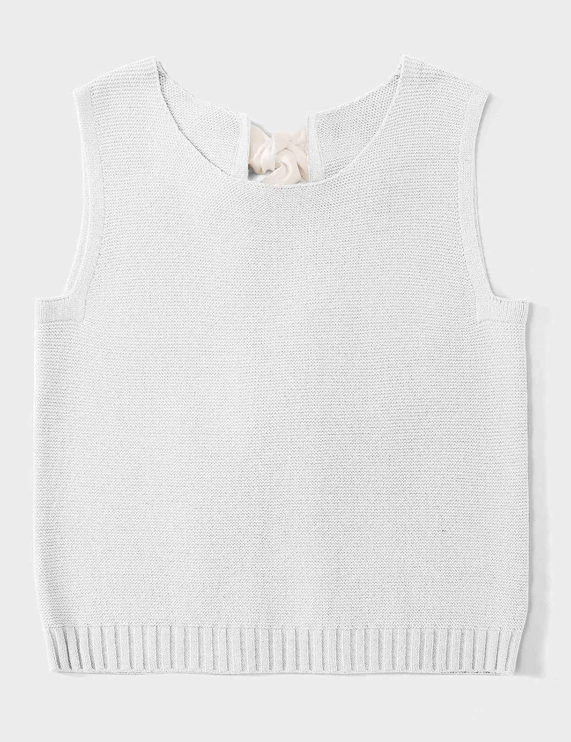 UEU Womens Sweater Vest Bow Tie Back Knitted Tank Tops Casual Crop Vest Tops 2025 Y2K Fashion Clothes