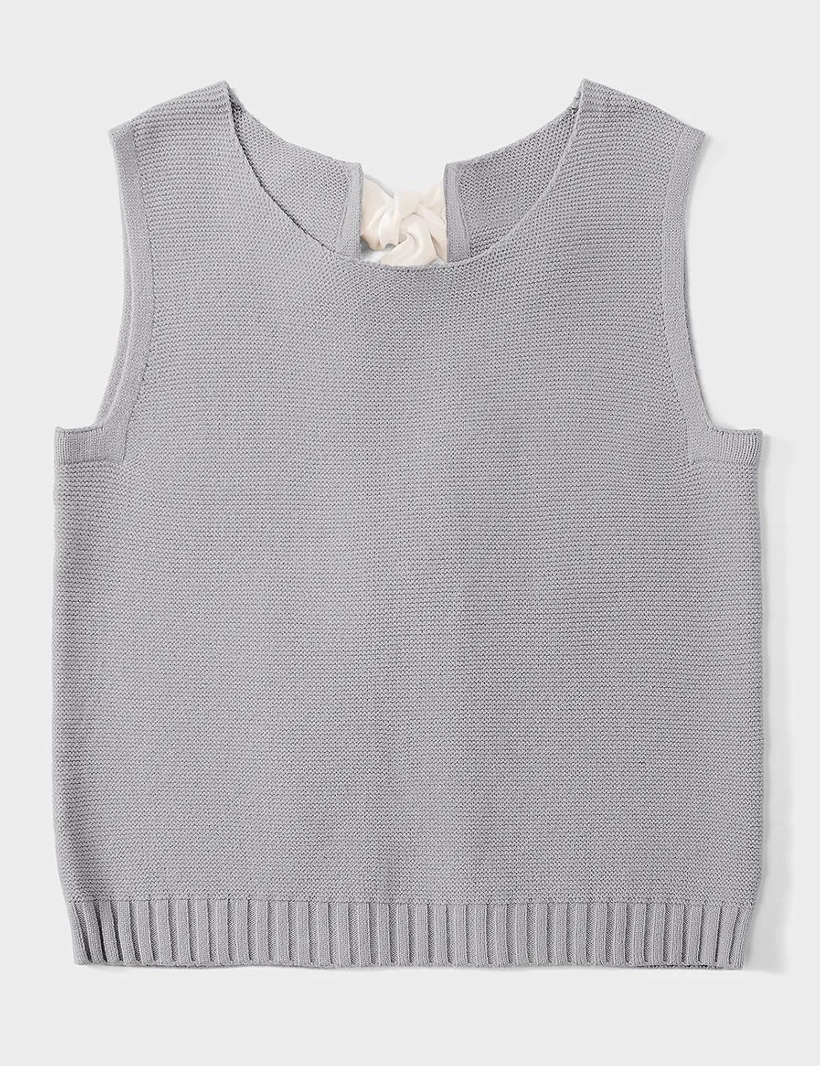 UEU Womens Sweater Vest Bow Tie Back Knitted Tank Tops Casual Crop Vest Tops 2025 Y2K Fashion Clothes