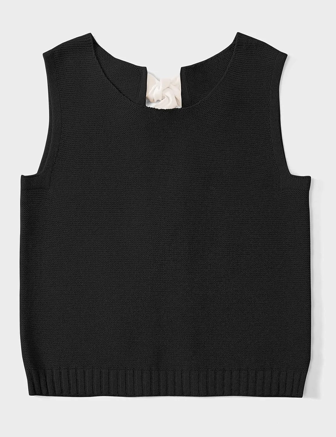 UEU Womens Sweater Vest Bow Tie Back Knitted Tank Tops Casual Crop Vest Tops 2025 Y2K Fashion Clothes