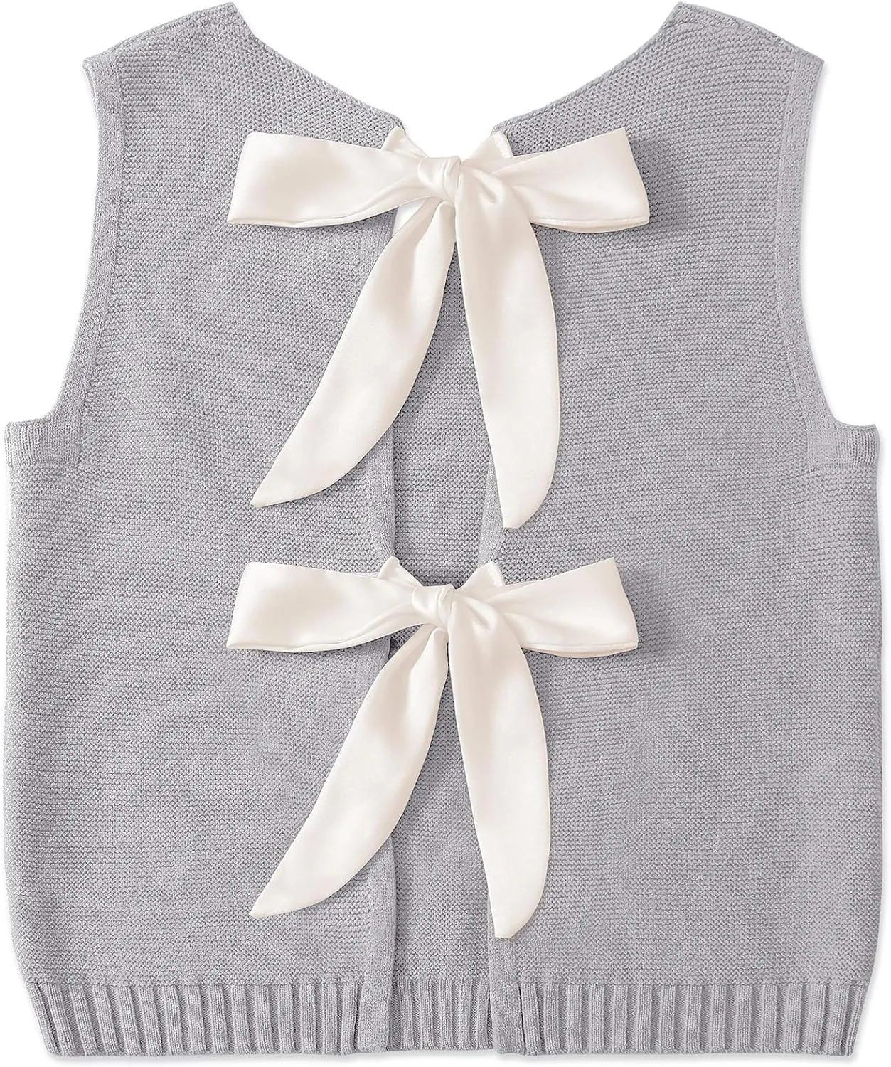 UEU Womens Sweater Vest Bow Tie Back Knitted Tank Tops Casual Crop Vest Tops 2025 Y2K Fashion Clothes