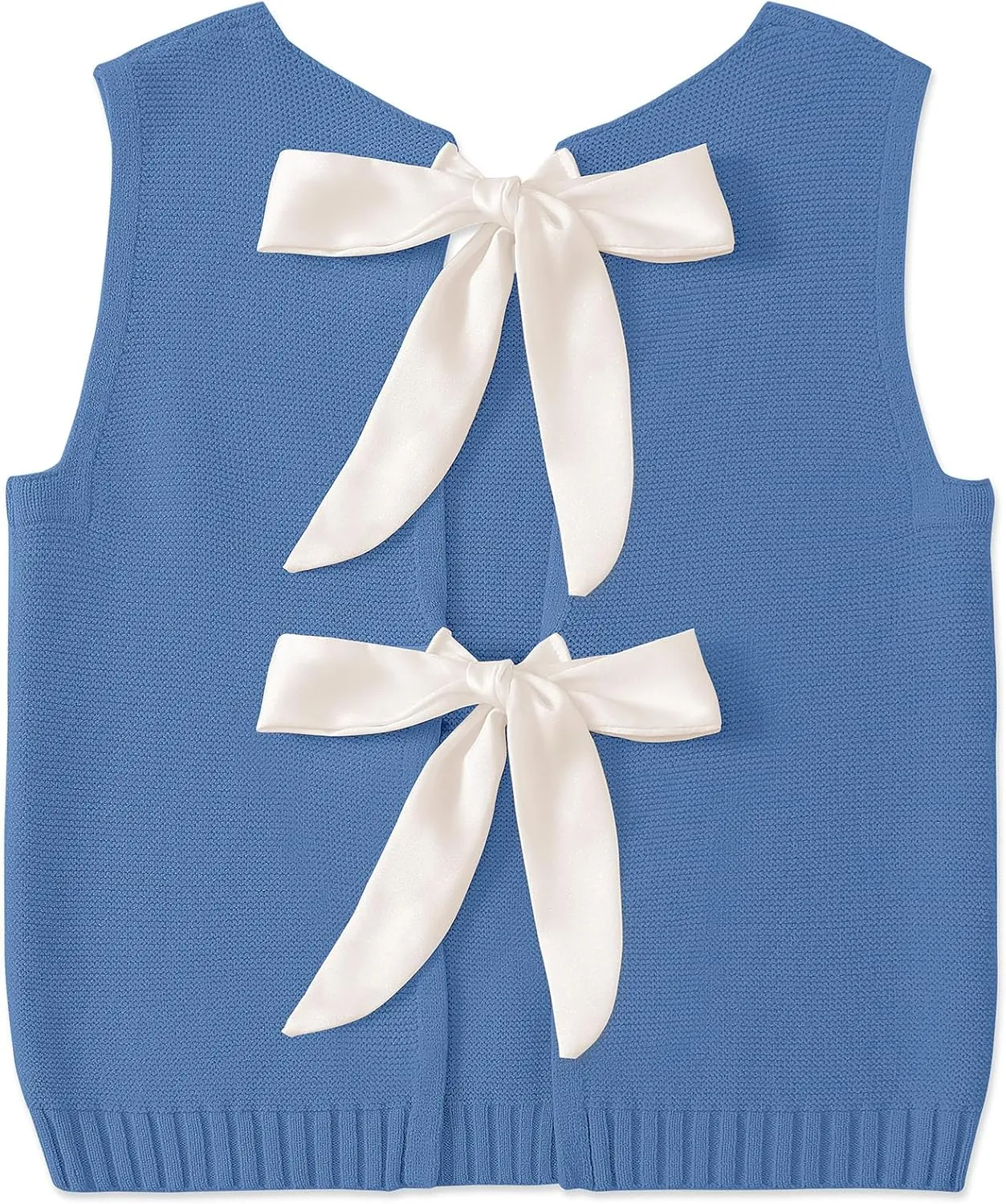 UEU Womens Sweater Vest Bow Tie Back Knitted Tank Tops Casual Crop Vest Tops 2025 Y2K Fashion Clothes
