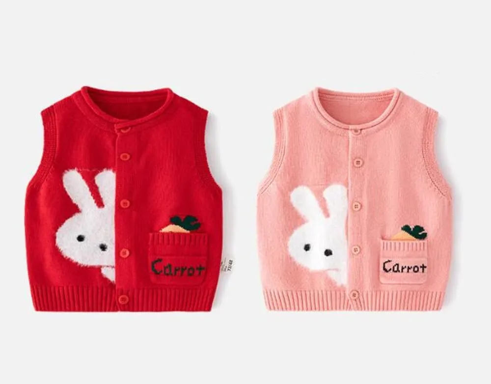 Unisex Baby Sweater Vest Knitted Soft Uniform Cotton V-Neck Sleveeless Waistcoat Vest