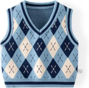 Unisex Baby Sweater Vest Knitted Soft Uniform Cotton V-Neck Sleveeless Waistcoat Vest