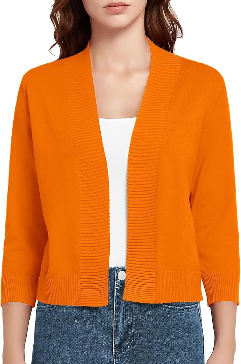 Urban CoCo Women's 3/4 Sleeve Short Cropped Cardigan Sweaters Lightweight Shrug Sweater Jacket for Dresses