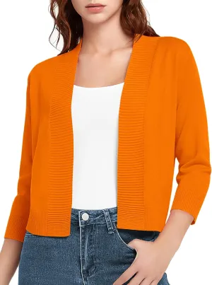 Urban CoCo Women's 3/4 Sleeve Short Cropped Cardigan Sweaters Lightweight Shrug Sweater Jacket for Dresses