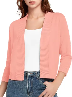 Urban CoCo Women's 3/4 Sleeve Short Cropped Cardigan Sweaters Lightweight Shrug Sweater Jacket for Dresses