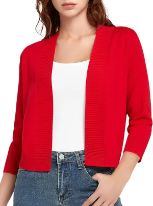 Urban CoCo Women's 3/4 Sleeve Short Cropped Cardigan Sweaters Lightweight Shrug Sweater Jacket for Dresses