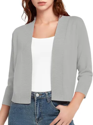 Urban CoCo Women's 3/4 Sleeve Short Cropped Cardigan Sweaters Lightweight Shrug Sweater Jacket for Dresses