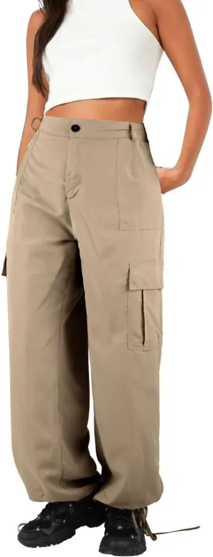 utcoco Women's High Waist Straight Leg Cargo Pants Casual Relaxed Fit Multiple Pockets Work Pants