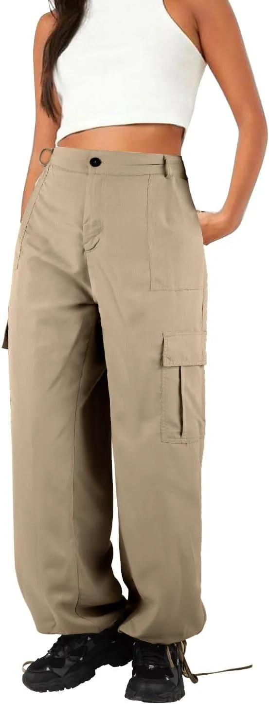 utcoco Women's High Waist Straight Leg Cargo Pants Casual Relaxed Fit Multiple Pockets Work Pants