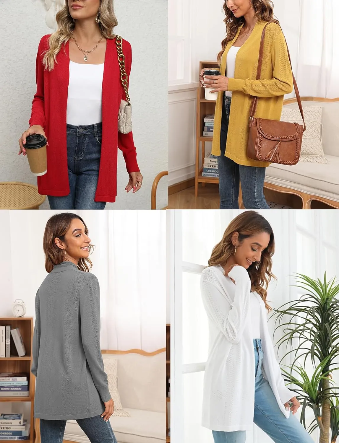VIISHOW Womens Open Front Lightweight Cardigan Basic Knit Sweater Casual Long Sleeve Shawl Collar Sweaters Coat Soft Outwear