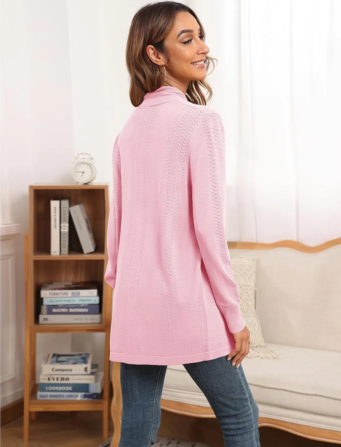 VIISHOW Womens Open Front Lightweight Cardigan Basic Knit Sweater Casual Long Sleeve Shawl Collar Sweaters Coat Soft Outwear