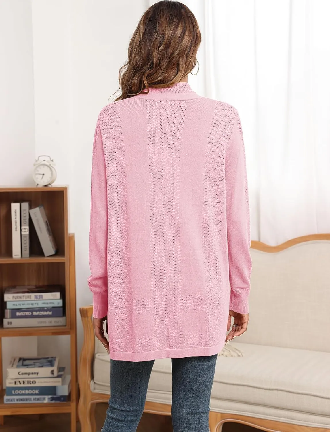 VIISHOW Womens Open Front Lightweight Cardigan Basic Knit Sweater Casual Long Sleeve Shawl Collar Sweaters Coat Soft Outwear