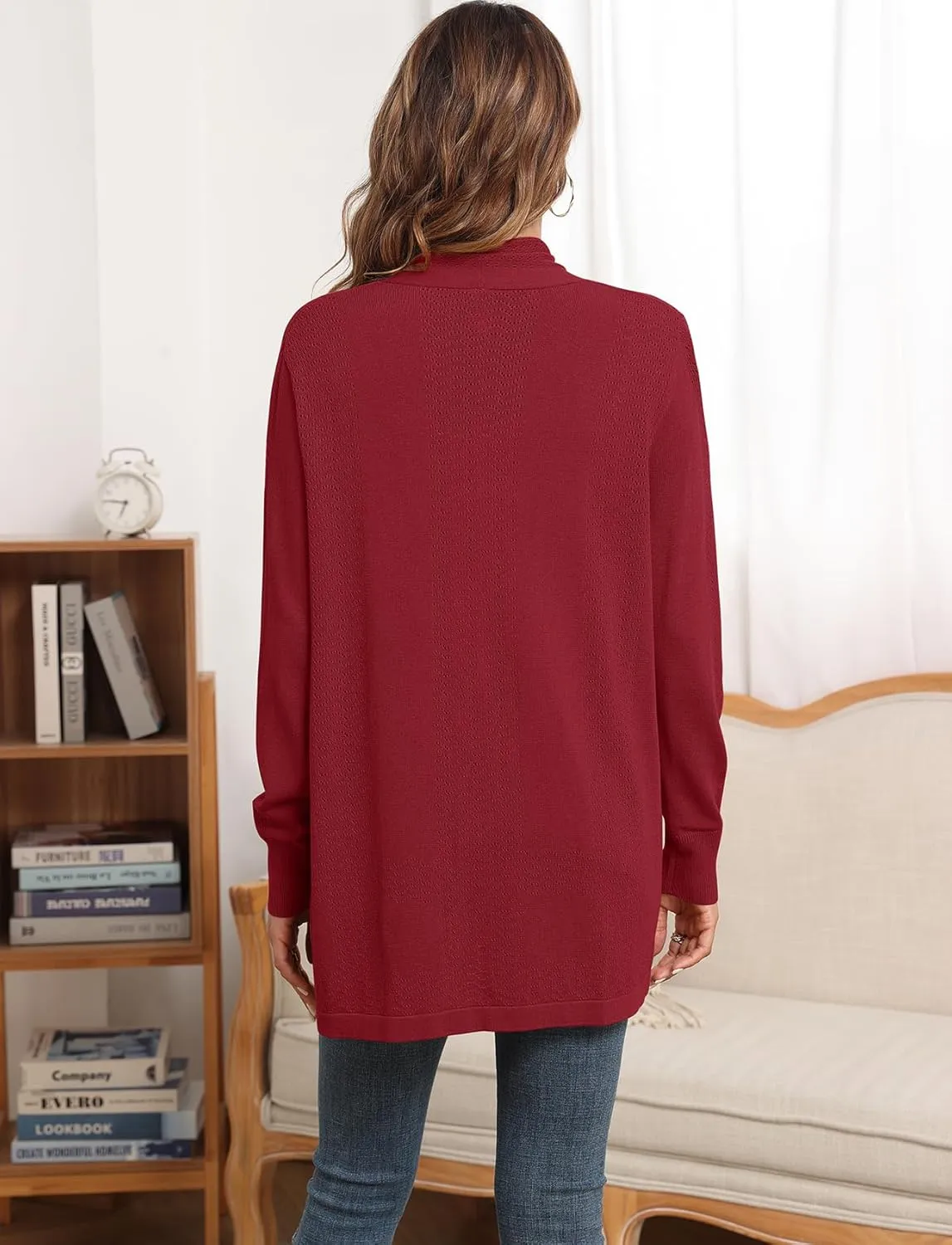 VIISHOW Womens Open Front Lightweight Cardigan Basic Knit Sweater Casual Long Sleeve Shawl Collar Sweaters Coat Soft Outwear