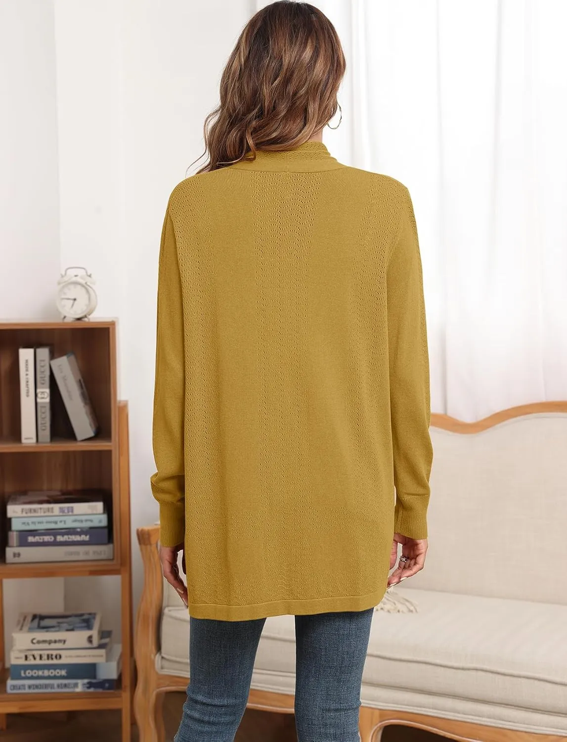 VIISHOW Womens Open Front Lightweight Cardigan Basic Knit Sweater Casual Long Sleeve Shawl Collar Sweaters Coat Soft Outwear