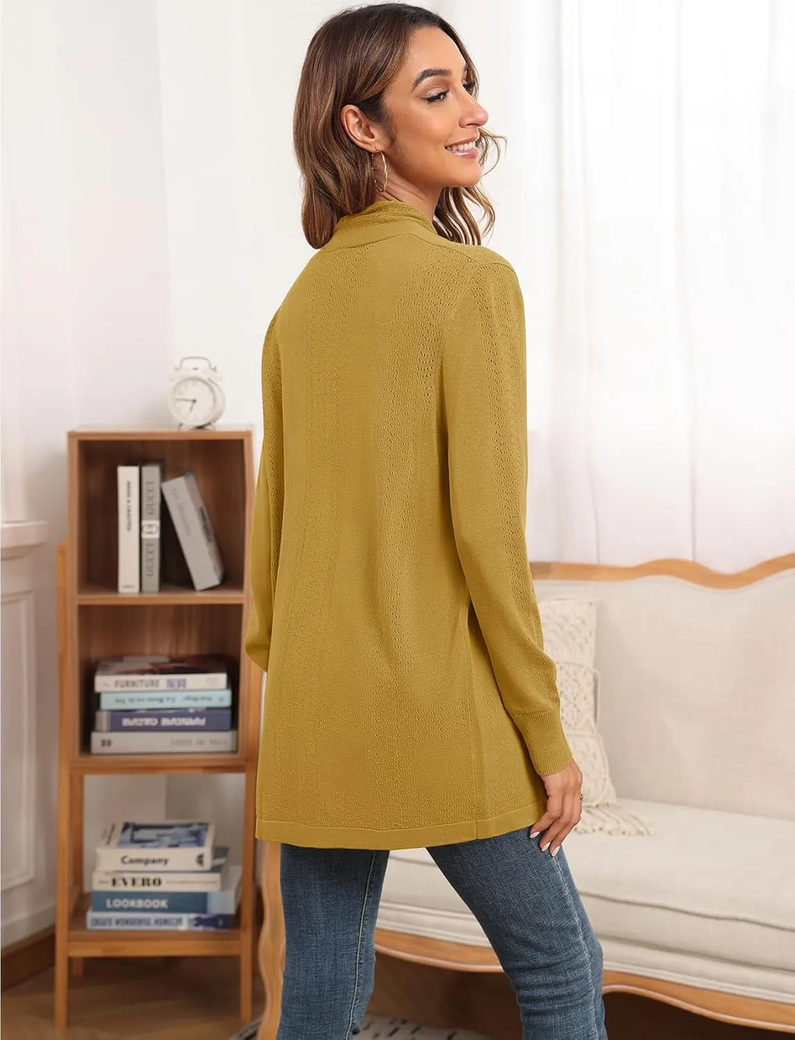 VIISHOW Womens Open Front Lightweight Cardigan Basic Knit Sweater Casual Long Sleeve Shawl Collar Sweaters Coat Soft Outwear