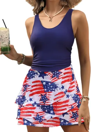 VIMPUNEC Women One Piece Swim Dress Swimsuit Tummy Control Modest Swim Skirt Bathing Suit