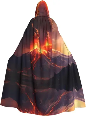 Volcanic Eruptions Prints Hooded Cloak for Halloween, Role-playing, and Costume Parties - Comfortable and Durable