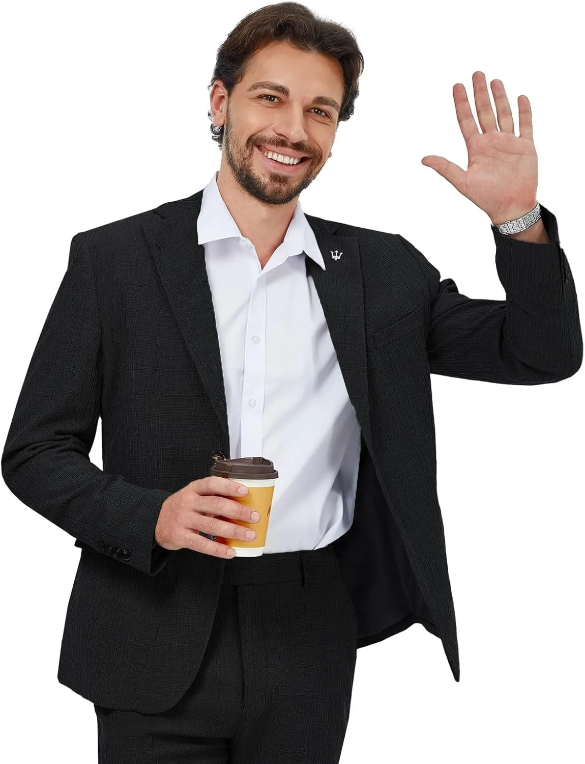 WEEN CHARM Men's Summer Seersucker Suit-2-Piece Blazer and Pants Set-Lightweight,Breathable,Casual,Cool and Comfortable
