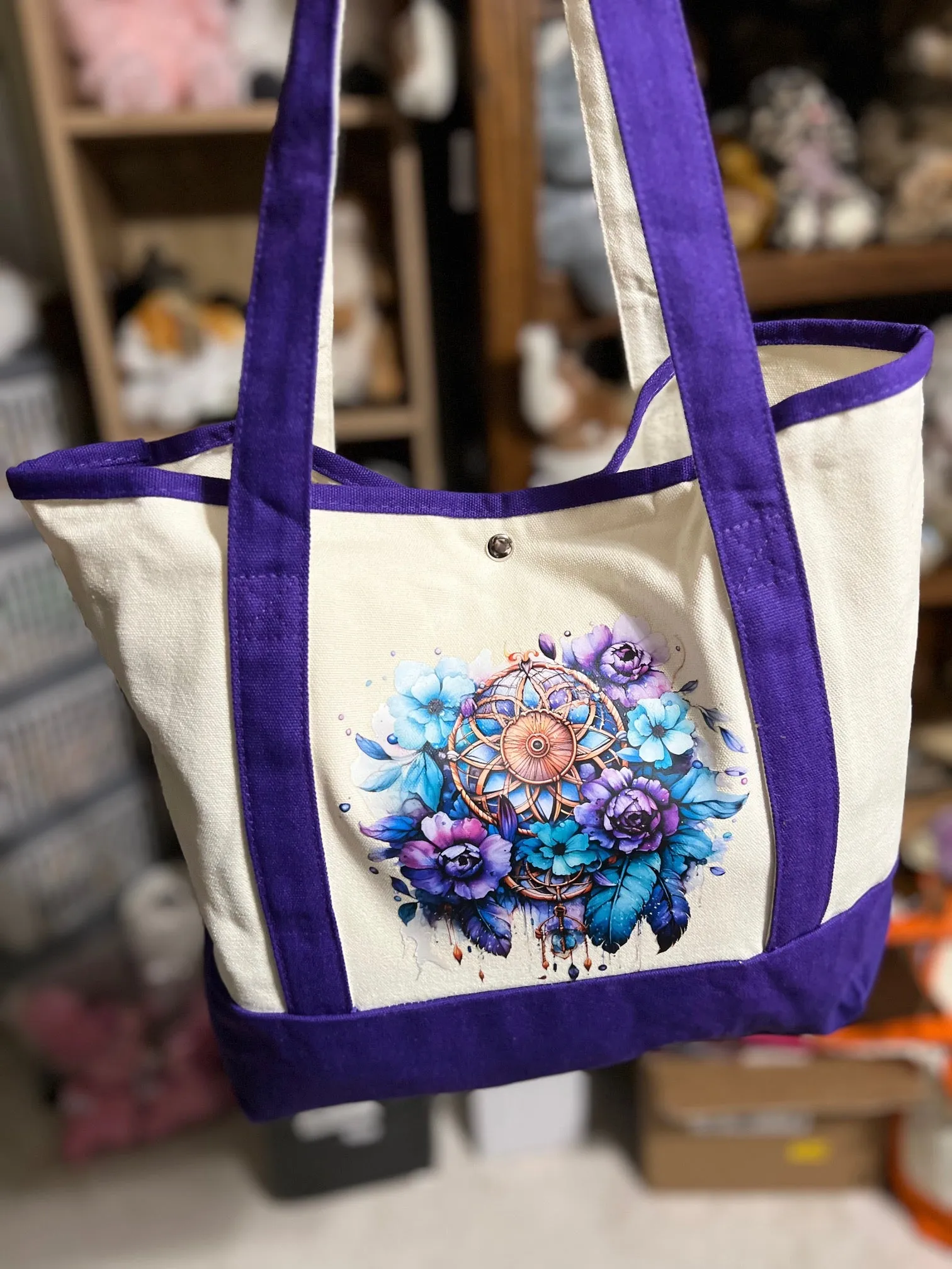 Western Themed Two Pocket Canvas Market/Tote Bags - Multi Colors