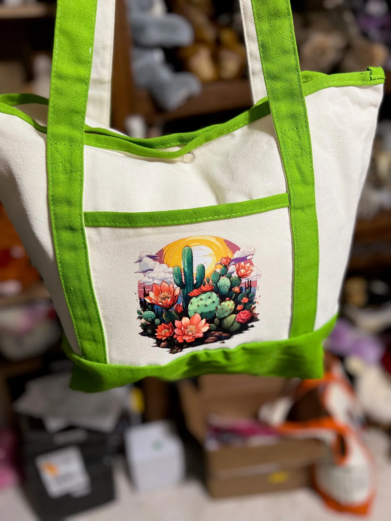 Western Themed Two Pocket Canvas Market/Tote Bags - Multi Colors