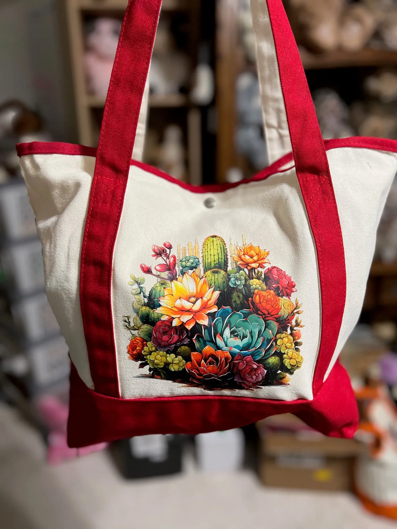 Western Themed Two Pocket Canvas Market/Tote Bags - Multi Colors