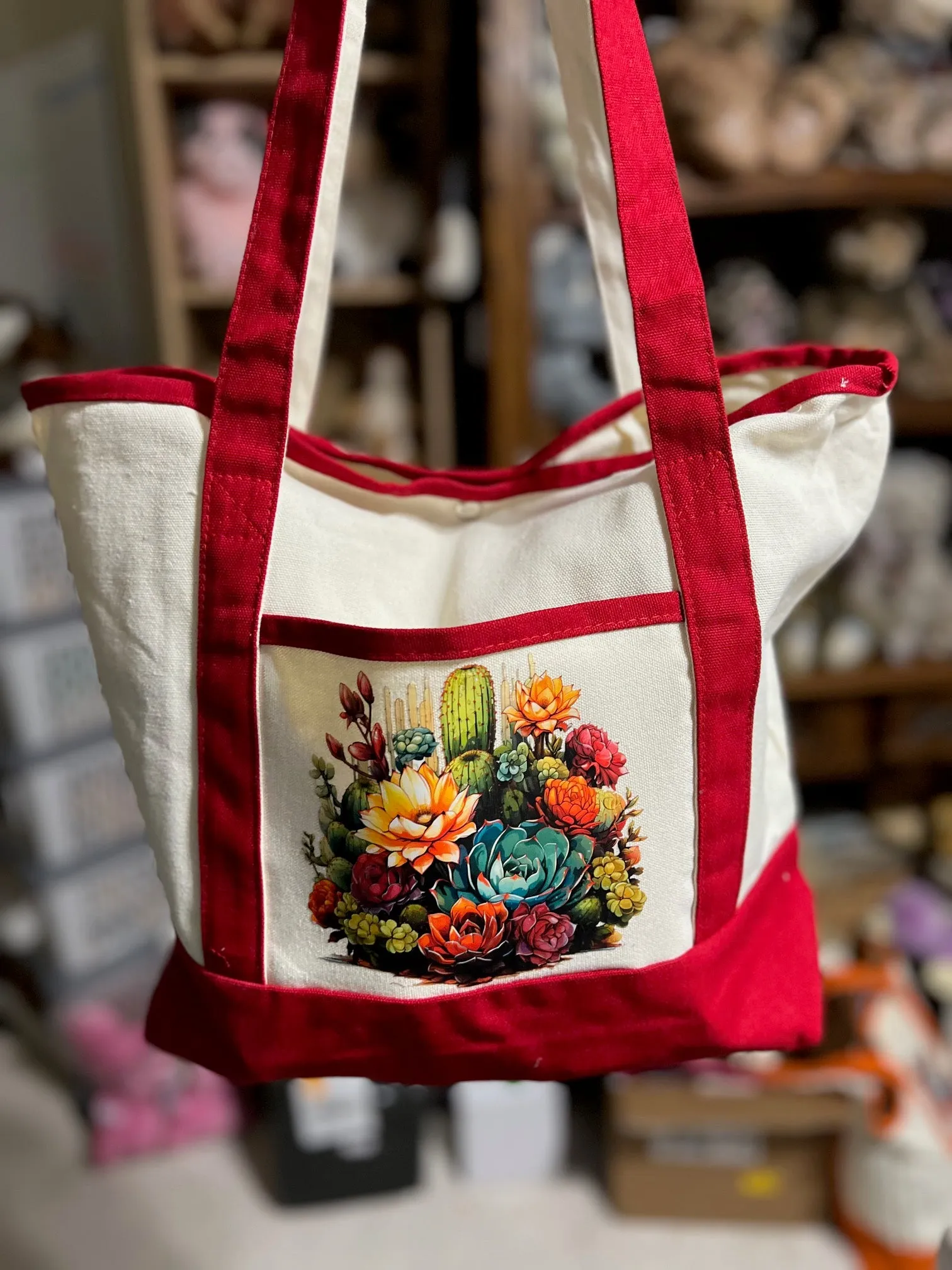 Western Themed Two Pocket Canvas Market/Tote Bags - Multi Colors