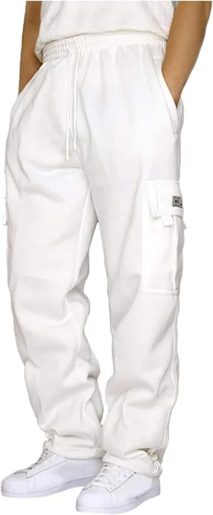 Wide Leg Sweatpants Men Open Bottom Drawstring Waist Cargo Pants with Pockets Baggy Mencomfy Athletic Gym Sweat Pants