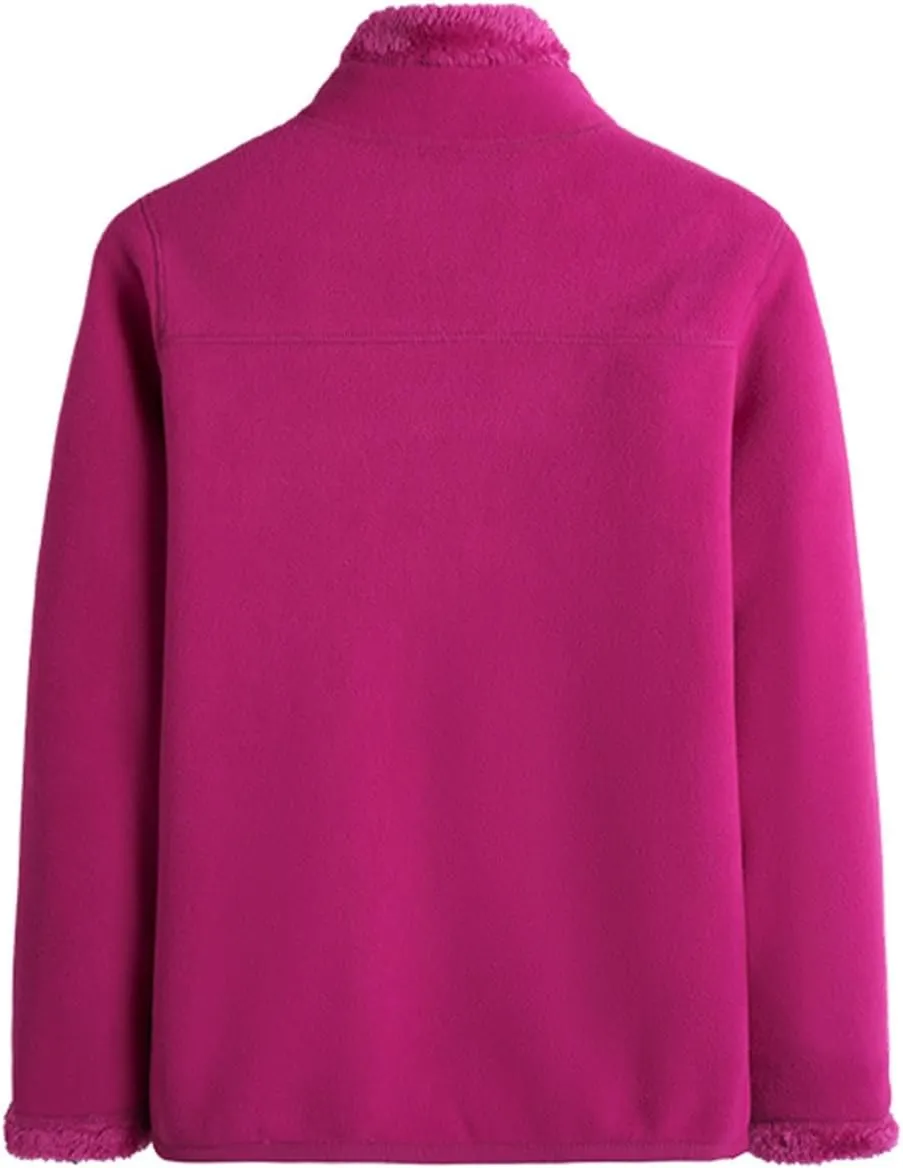Winter Coats for Women Casual Fashion Comfortable Loose Warm Plus Velvet Double Sided Stand Collar Fleece Jacket