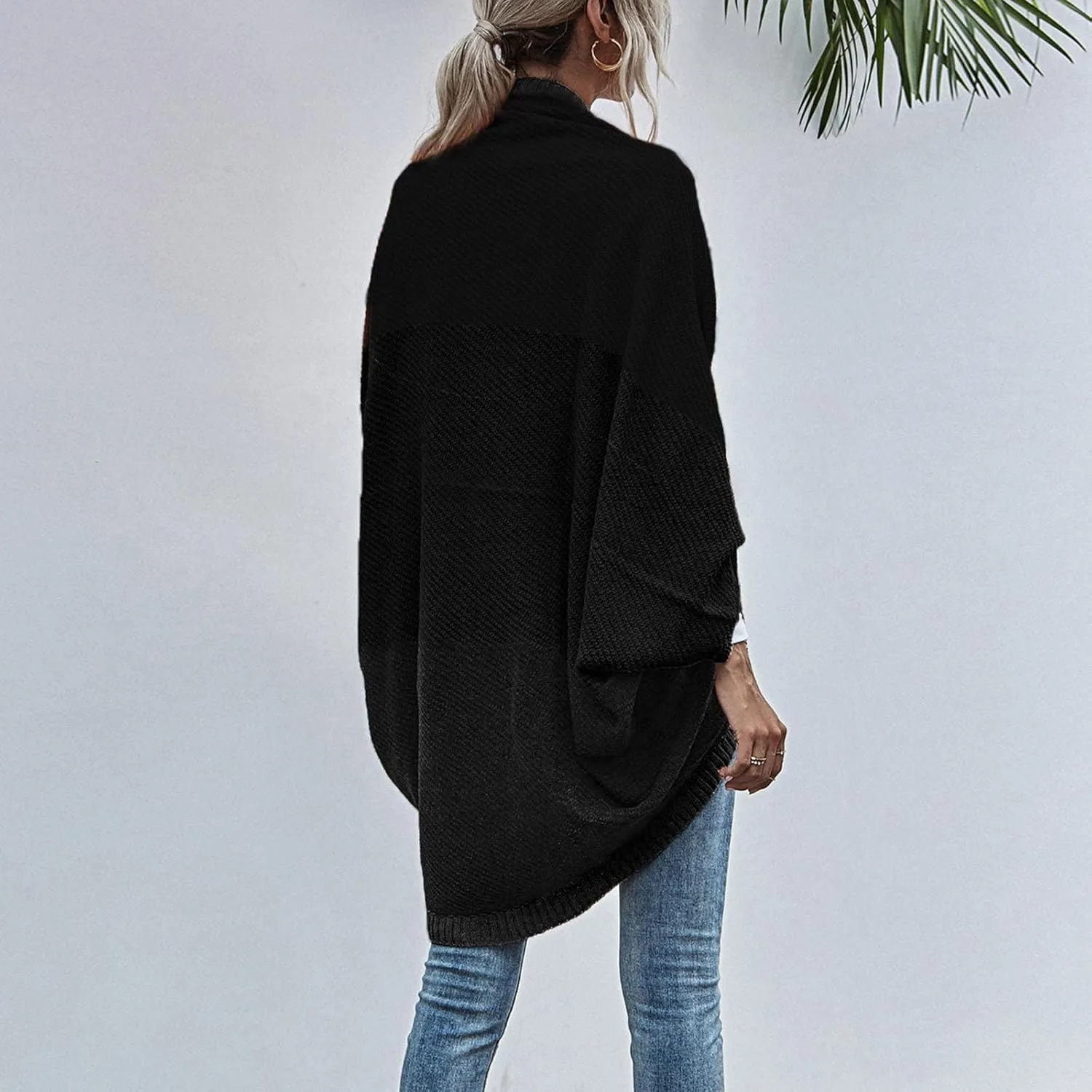 Women Batwing Sleeve Sweater Cardigan Soft Knit Coats Open Front Cocoon Sweaters Casual Loose Cardigans Outerwear