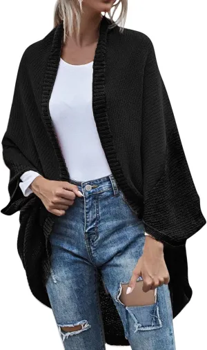 Women Batwing Sleeve Sweater Cardigan Soft Knit Coats Open Front Cocoon Sweaters Casual Loose Cardigans Outerwear