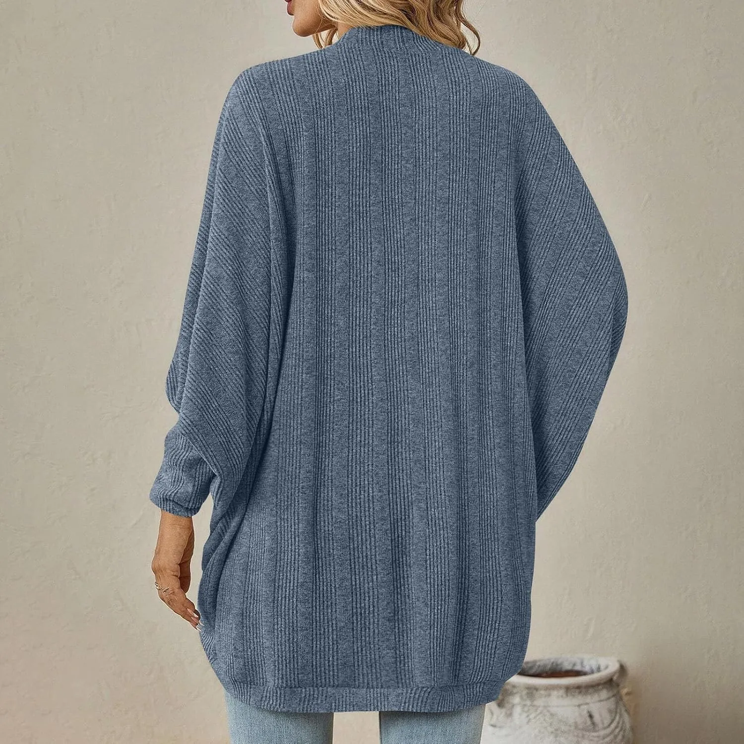 Women Batwing Sleeve Sweater Cardigan Soft Knit Coats Open Front Cocoon Sweaters Casual Loose Cardigans Outerwear