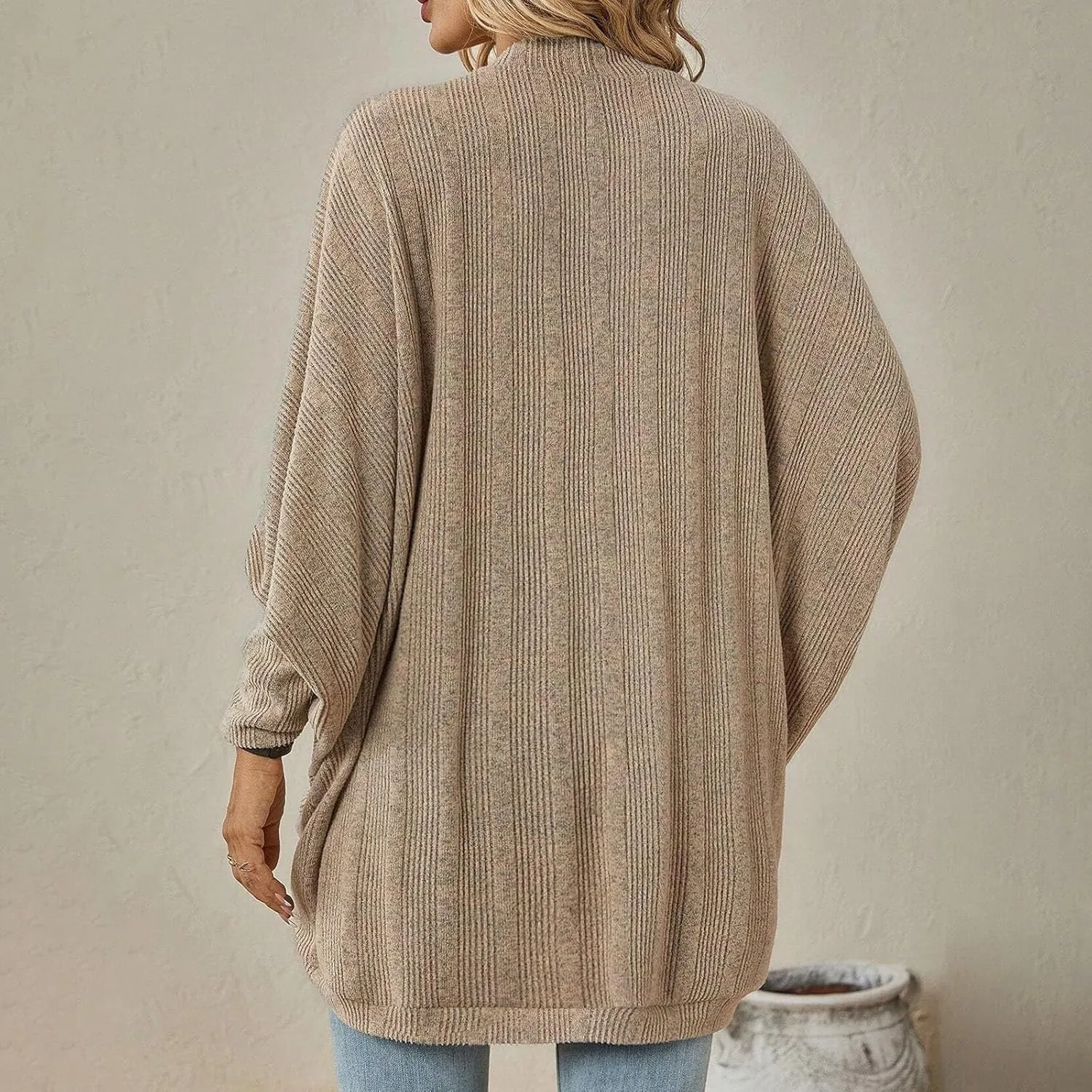 Women Batwing Sleeve Sweater Cardigan Soft Knit Coats Open Front Cocoon Sweaters Casual Loose Cardigans Outerwear