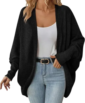 Women Batwing Sleeve Sweater Cardigan Soft Knit Coats Open Front Cocoon Sweaters Casual Loose Cardigans Outerwear