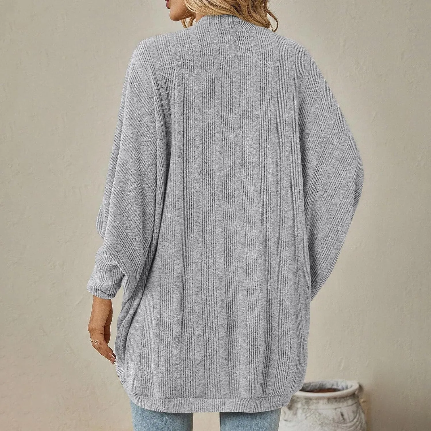 Women Batwing Sleeve Sweater Cardigan Soft Knit Coats Open Front Cocoon Sweaters Casual Loose Cardigans Outerwear