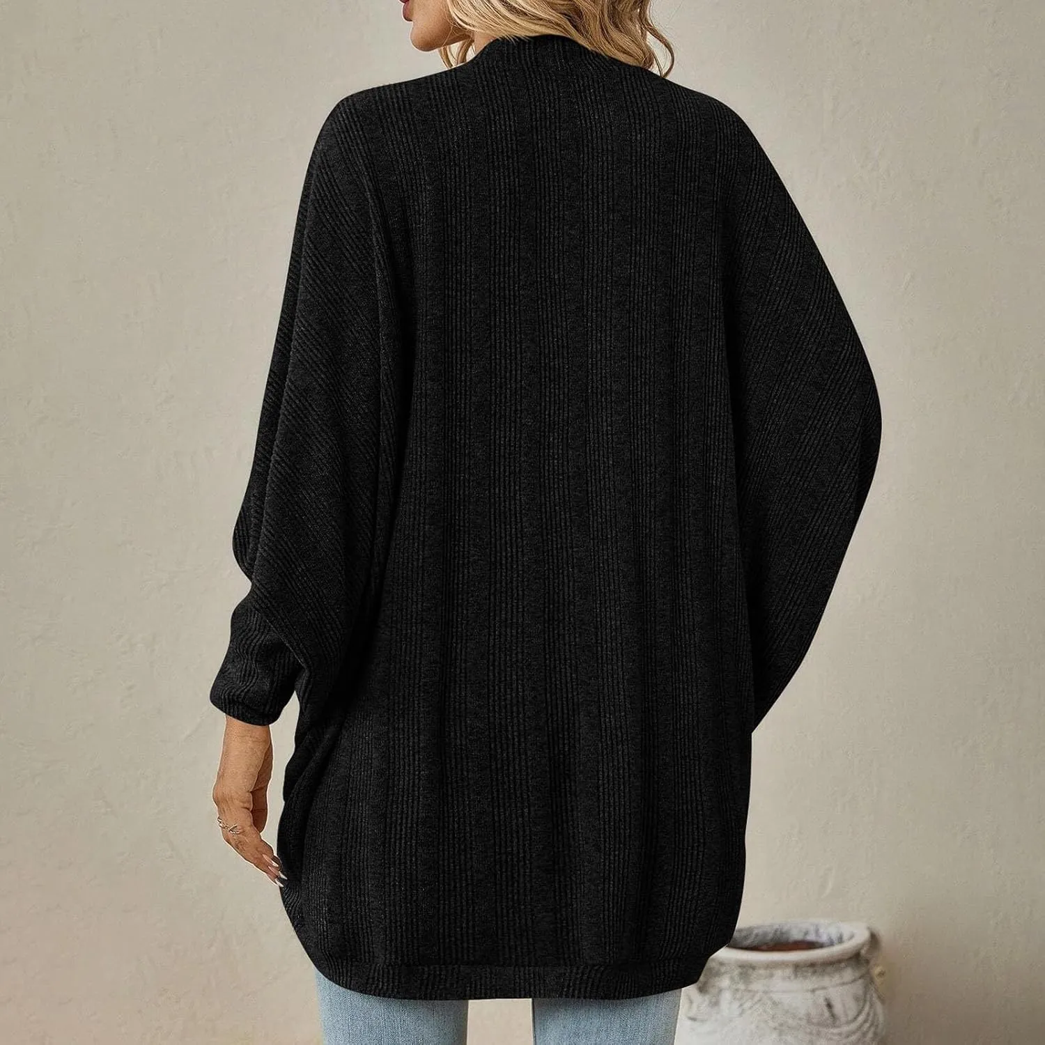 Women Batwing Sleeve Sweater Cardigan Soft Knit Coats Open Front Cocoon Sweaters Casual Loose Cardigans Outerwear